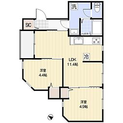 品川区西大井5丁目アパート 2LDKの間取図画像
