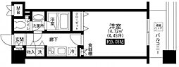 レジディア上野池之端 1Kの間取図画像