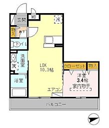アエル大宮三橋 1LDKの間取図画像