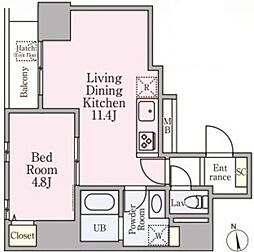 GrandeMaison浅草合羽橋 1LDKの間取図画像