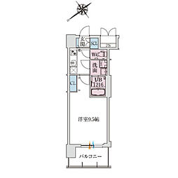 スプランディッド堺東III 1Kの間取図画像