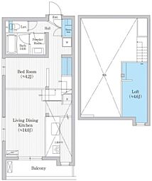 野沢ウッド 1LDKの間取図画像