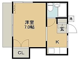 スカイハイツK 1Kの間取図画像