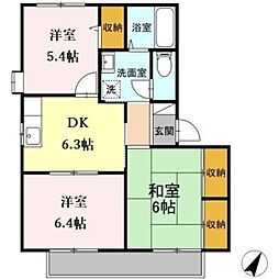 メープル関山7 3DKの間取図画像