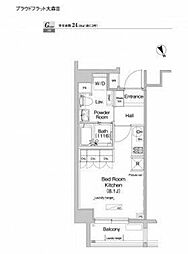 プラウドフラット大森3 ワンルームの間取図画像
