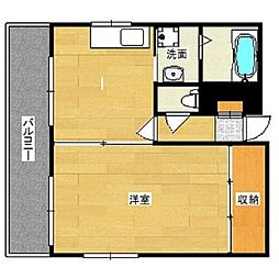 パルクオークス 1DKの間取図画像