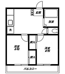 ロッキー鷺沼 2DKの間取図画像