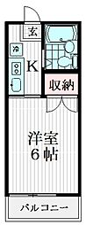コーポ園 1Kの間取図画像
