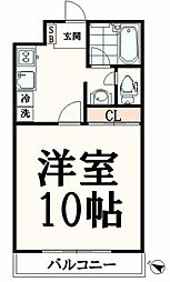 グリューネバルト 2階1Kの間取り
