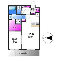 カーサフェリーチェ 1LDKの間取図画像