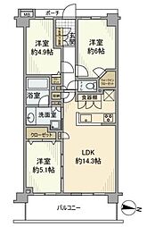 ルピアコート大宮フィオーレ 3LDKの間取図画像