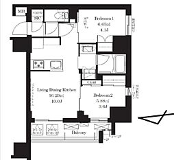 フレンシア御徒町 2LDKの間取図画像