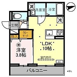さいたま市南区別所1丁目アパート 1LDKの間取図画像