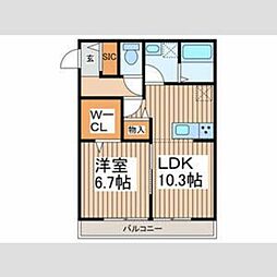 大和市鶴間2丁目アパート 1LDKの間取図画像