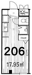 T2Pα ワンルームの間取図画像