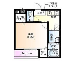 フジパレス初芝駅東III番館 1Kの間取図画像