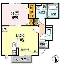 メゾンエス 1LDKの間取図画像