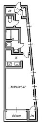 上池台ゼルコバマンション ワンルームの間取図画像