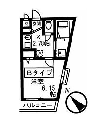 フォセット ワンルームの間取図画像