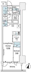 リビオ北品川リバーサイドテラス 1LDKの間取図画像