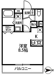 ミリアビタNo.10 ワンルームの間取図画像