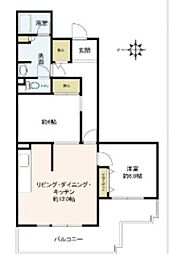 UR都市機構コーポレート中清戸1 2LDKの間取図画像
