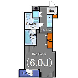 グランドコンシェルジュ用賀アジールコート 1Kの間取図画像