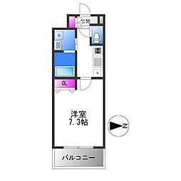 クローバーソレイユ南田辺 1Kの間取図画像