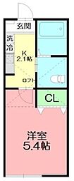 アパート 1Kの間取図画像