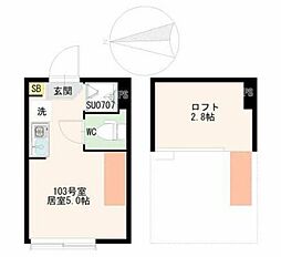 世田谷区祖師谷2丁目アパート ワンルームの間取図画像