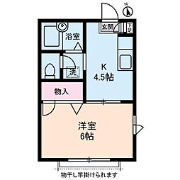 フラワーヒル 1Kの間取図画像