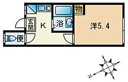 リノスタイル西新井 1Kの間取図画像