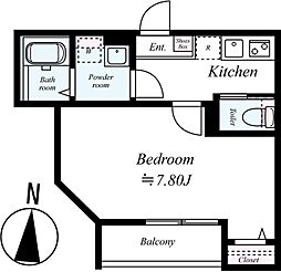 GRADUS拝島II 1Kの間取図画像