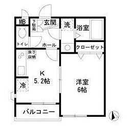 レピハイム 1DKの間取図画像