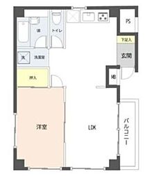 ハイブリッジA 1LDKの間取図画像