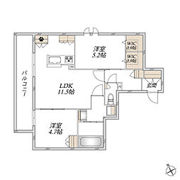 Kirsche Ichikawa 2LDKの間取図画像