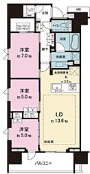 プラウド神田 3LDKの間取図画像