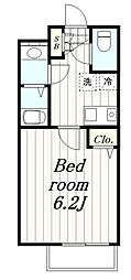 レジデンス清末1 2階1Kの間取り