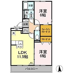 パストラルA 2LDKの間取図画像