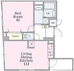 HKビル 4階1LDKの間取り