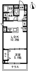 ルクス鹿沼台 1LDKの間取図画像