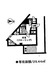 フレンド清水 4階1Kの間取り