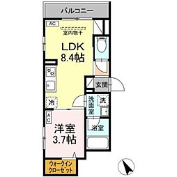 セレスティア関原II 1LDKの間取図画像