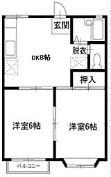 マリーハイツ 2DKの間取図画像