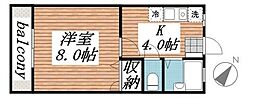 ハイツオズワルド 1Kの間取図画像