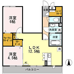 グランレーヴ1 2LDKの間取図画像