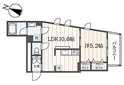 クレール戸塚 1LDKの間取図画像