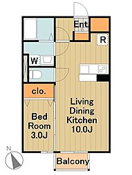 小田急多摩線 栗平駅 徒歩21分の賃貸アパート 1階1LDKの間取り