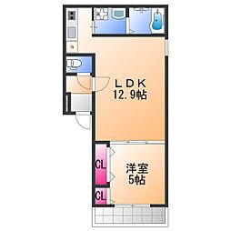 ポルボロン 1LDKの間取図画像