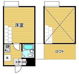 ユーハイムA 1Kの間取図画像